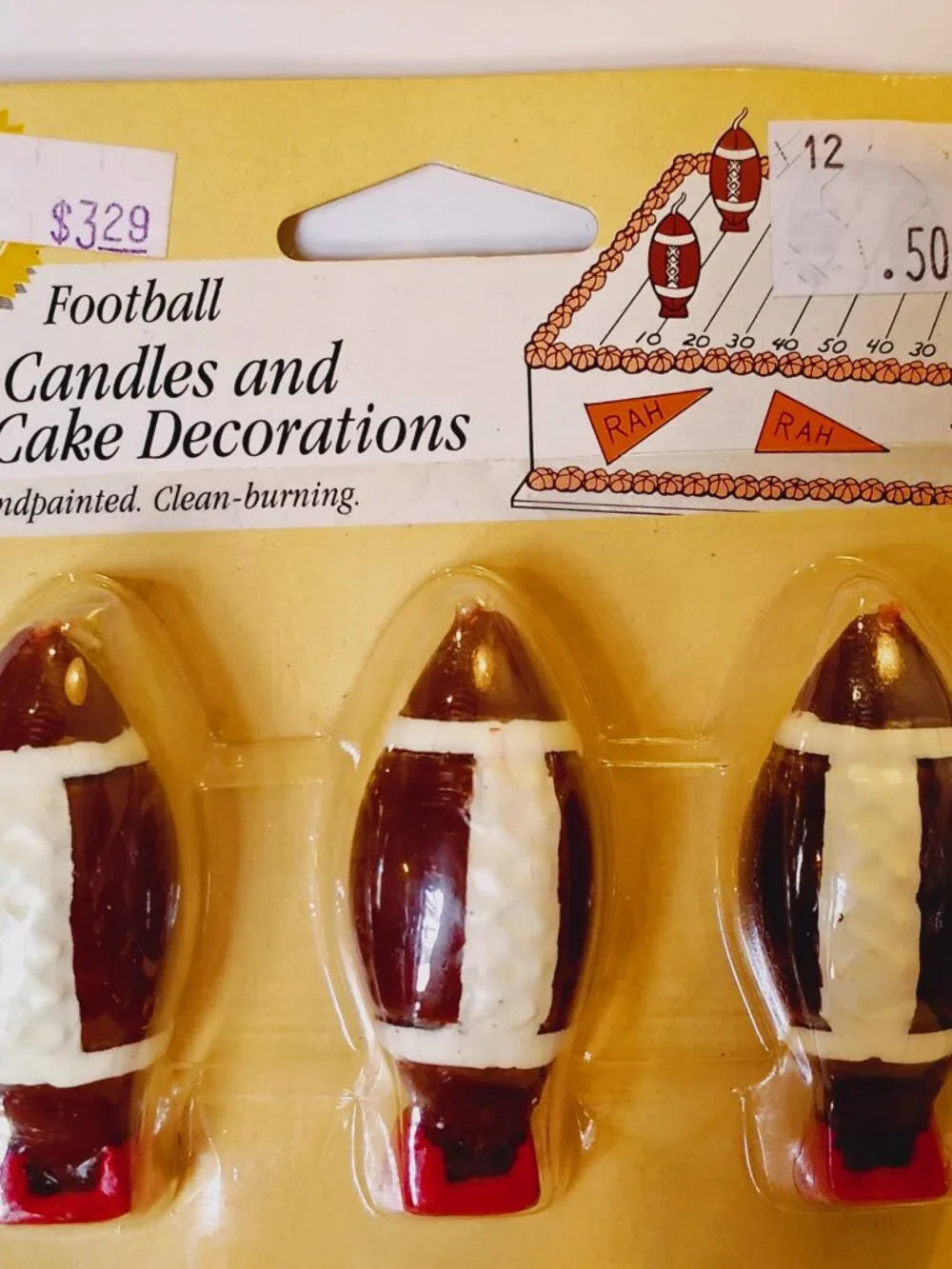 Vintage Wilton Set Of 12 Football Candles Cake Toppers